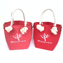 画像をギャラリービューアに読み込む, BRANCHES オリジナル トートバッグ *珊瑚刺繍入り*ヴァーミリオン(白刺繍、白紐)