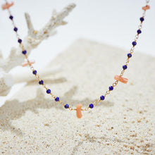 画像をギャラリービューアに読み込む, 【受注商品】ラピスラズリと深海珊瑚のシャンク巻きネックレス(60㎝)