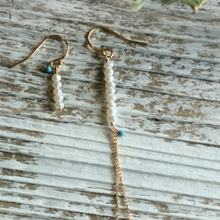 画像をギャラリービューアに読み込む, 淡水パールと練りトルコのアシンメトリーピアス