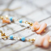 画像をギャラリービューアに読み込む, 深海珊瑚と練トルコのショートピアス