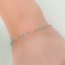 画像をギャラリービューアに読み込む, 練トルコと深海珊瑚のシャンク巻きブレスレット