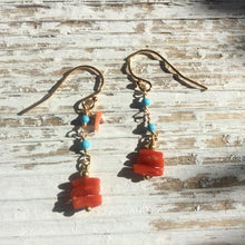 画像をギャラリービューアに読み込む, サルジ珊瑚と練りトルコのショートピアス