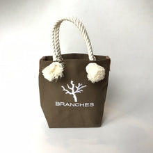 画像をギャラリービューアに読み込む, BRANCHES オリジナル　トートバッグ　＊珊瑚刺繍入り＊スモーキーブラウン(白刺繍、白紐)
