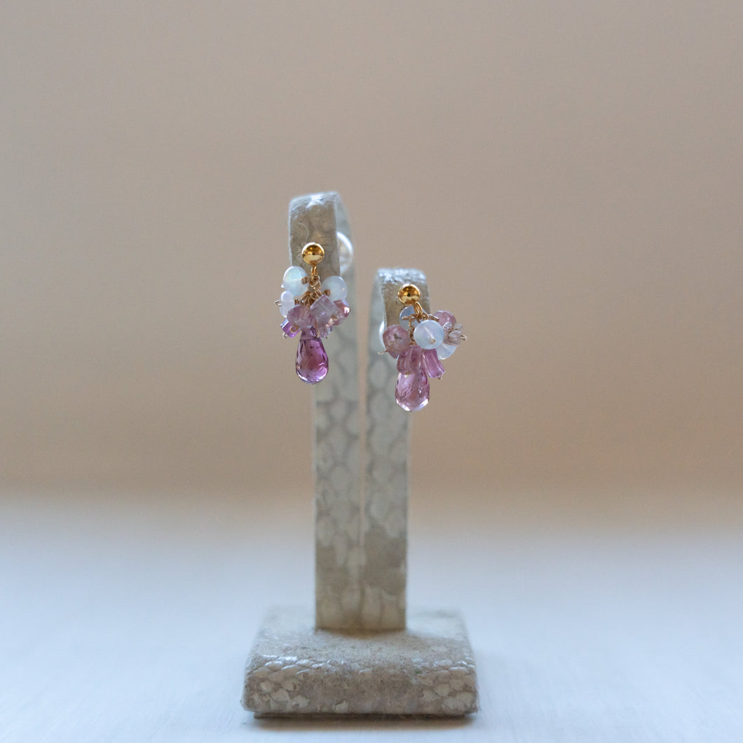 トルマリンとオパールのブーケピアス/ポスト