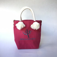 画像をギャラリービューアに読み込む, BRANCHES オリジナル　トートバッグS　＊珊瑚刺繍入り＊ホットピンク(グレー刺繍、白紐）
