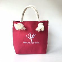 画像をギャラリービューアに読み込む, 　BRANCHES オリジナル　トートバッグМ　＊珊瑚刺繍入り＊ホットピンク（白刺繍、白紐）
