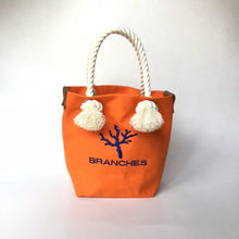 画像をギャラリービューアに読み込む, BRANCHES オリジナル　トートバッグ　＊珊瑚刺繍入り＊オレンジ(青刺繍、白紐）
