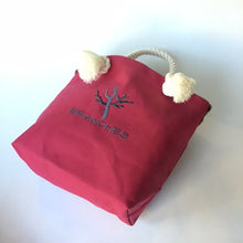 画像をギャラリービューアに読み込む, 　BRANCHES オリジナル　トートバッグМ　＊珊瑚刺繍入り＊ホットピンク（グレー刺繍、白紐）
