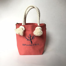 画像をギャラリービューアに読み込む, BRANCHES オリジナル　トートバッグ　＊珊瑚刺繍入り＊カラクレナイ(グレー刺繍、白紐）
