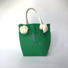 画像をギャラリービューアに読み込む, BRANCHES オリジナル　トートバッグ　＊珊瑚刺繍入り＊モスグリーン(グレー刺繍、白紐）
