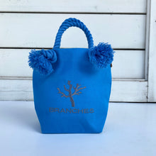 画像をギャラリービューアに読み込む, BRANCHES オリジナル　トートバック　＊珊瑚刺繍入り＊スカイブルー（グレー刺繍、青紐）
