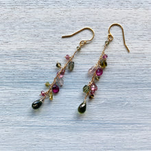 画像をギャラリービューアに読み込む, トルマリン チェーンピアス/グリーン
