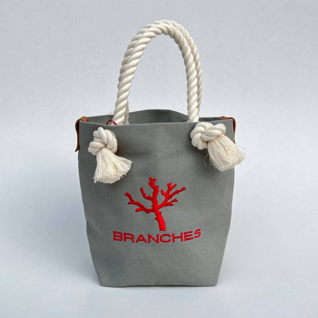 BRANCHES オリジナル　トートバッグ　＊珊瑚刺繍入り＊　（グレー）～赤刺繍