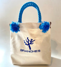画像をギャラリービューアに読み込む, BRANCHES オリジナル　トートバッグМ　＊珊瑚刺繍入り＊キナリ（青刺繍、青紐）
