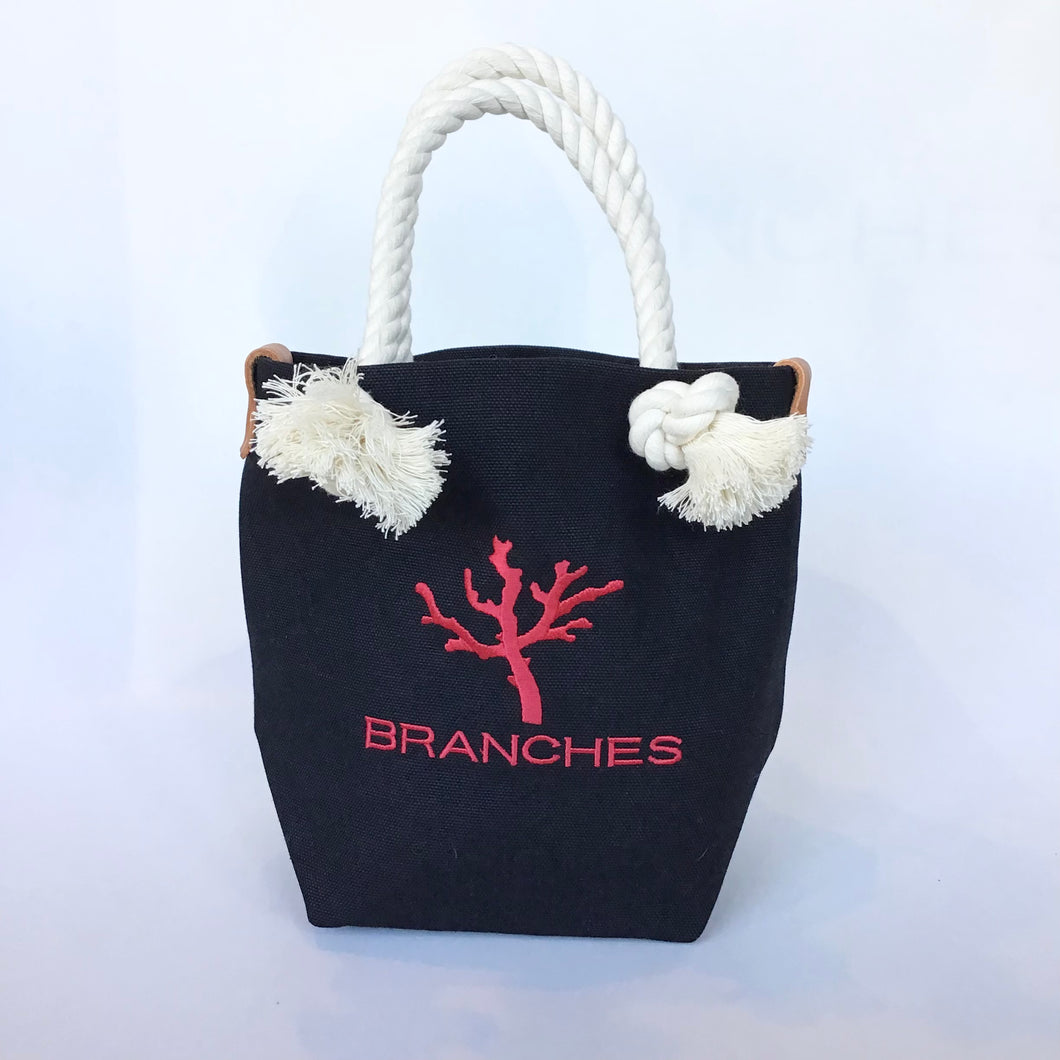 BRANCHES オリジナル　トートバッグ　＊珊瑚刺繍入り＊ブラック～赤刺繍