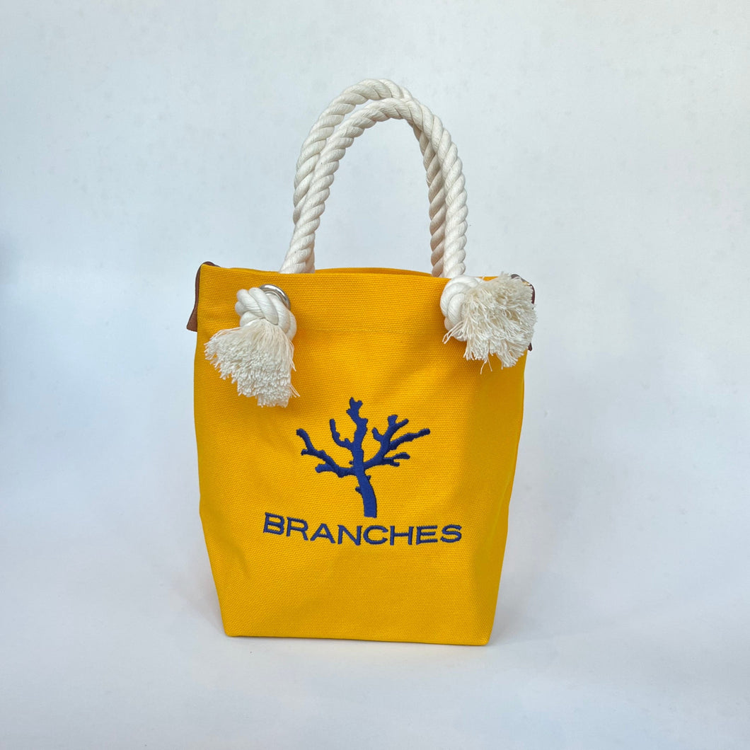 BRANCHES オリジナル　トートバッグ　＊珊瑚刺繍入り＊　（ヤマブキ）～青刺繍