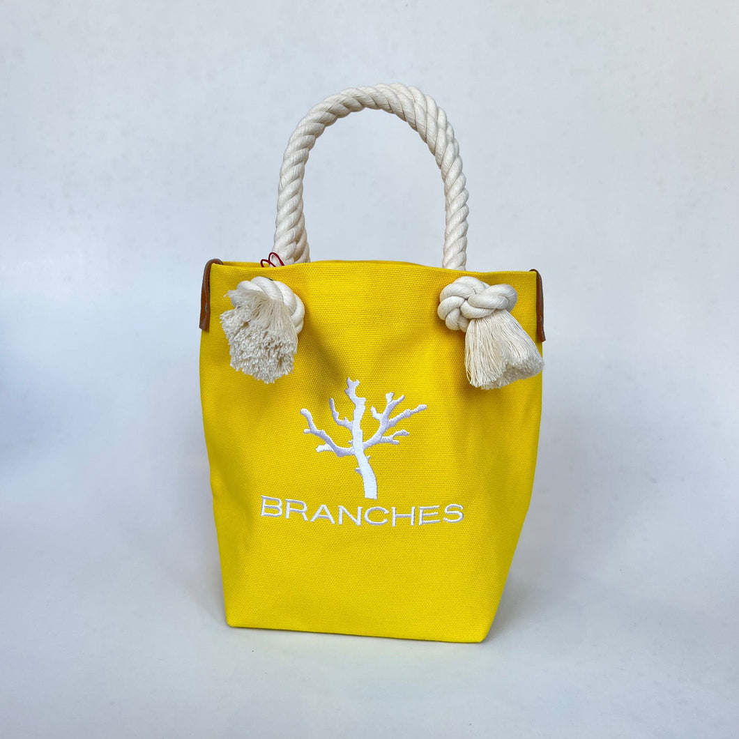 BRANCHES オリジナル　トートバッグ　＊珊瑚刺繍入り＊　（イエロー）～白刺繍