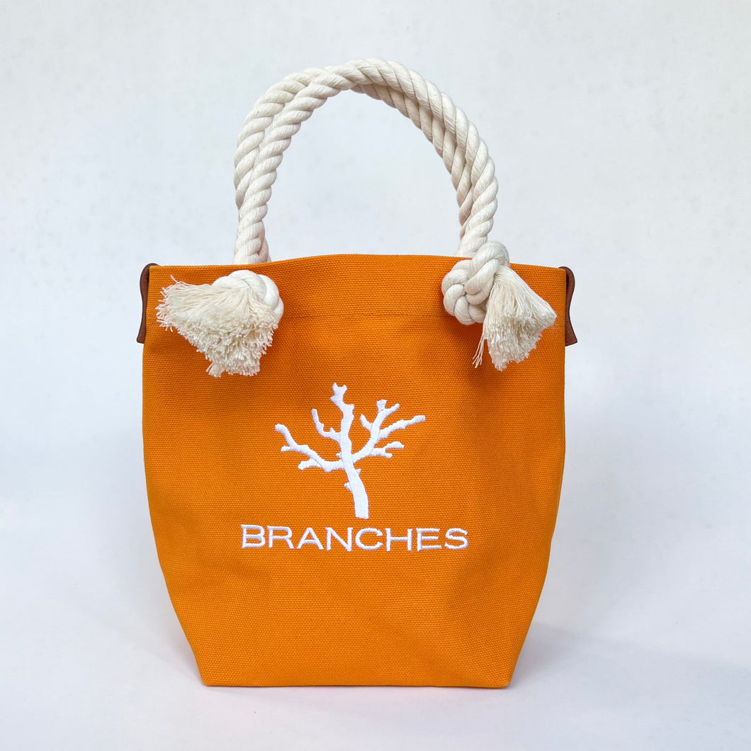 BRANCHES オリジナル　トートバック　＊珊瑚刺繍入り＊オレンジ~白刺繍