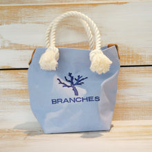 画像をギャラリービューアに読み込む, BRANCHES オリジナル　トートバッグ　＊珊瑚刺繍入り＊サックス（グレー刺繍、白紐）
