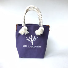 画像をギャラリービューアに読み込む, BRANCHES オリジナル　トートバッグS　＊珊瑚刺繍入り＊パープル(白刺繍、白紐）
