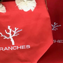 画像をギャラリービューアに読み込む, BRANCHES オリジナル　トートバッグ　＊珊瑚刺繍入り＊スカーレット～白刺繍
