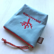 画像をギャラリービューアに読み込む, 珊瑚ロゴ刺繍ポーチ　Sサイズ(水色)　
