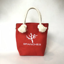 画像をギャラリービューアに読み込む, BRANCHES オリジナル　トートバッグS　＊珊瑚刺繍入り＊スカーレット（白刺繍、白紐）
