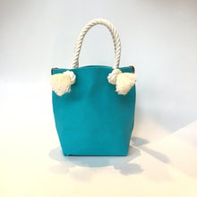 画像をギャラリービューアに読み込む, BRANCHES オリジナル　トートバッグS　＊珊瑚刺繍入り＊ターコイズ（グレー刺繍、白紐）
