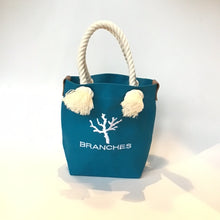 画像をギャラリービューアに読み込む, BRANCHES オリジナル　トートバッグS　＊珊瑚刺繍入り＊ダークブルー(白刺繍、白紐)

