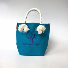 画像をギャラリービューアに読み込む, BRANCHES オリジナル　トートバッグS　＊珊瑚刺繍入り＊ダークブルー（青刺繍、白紐）
