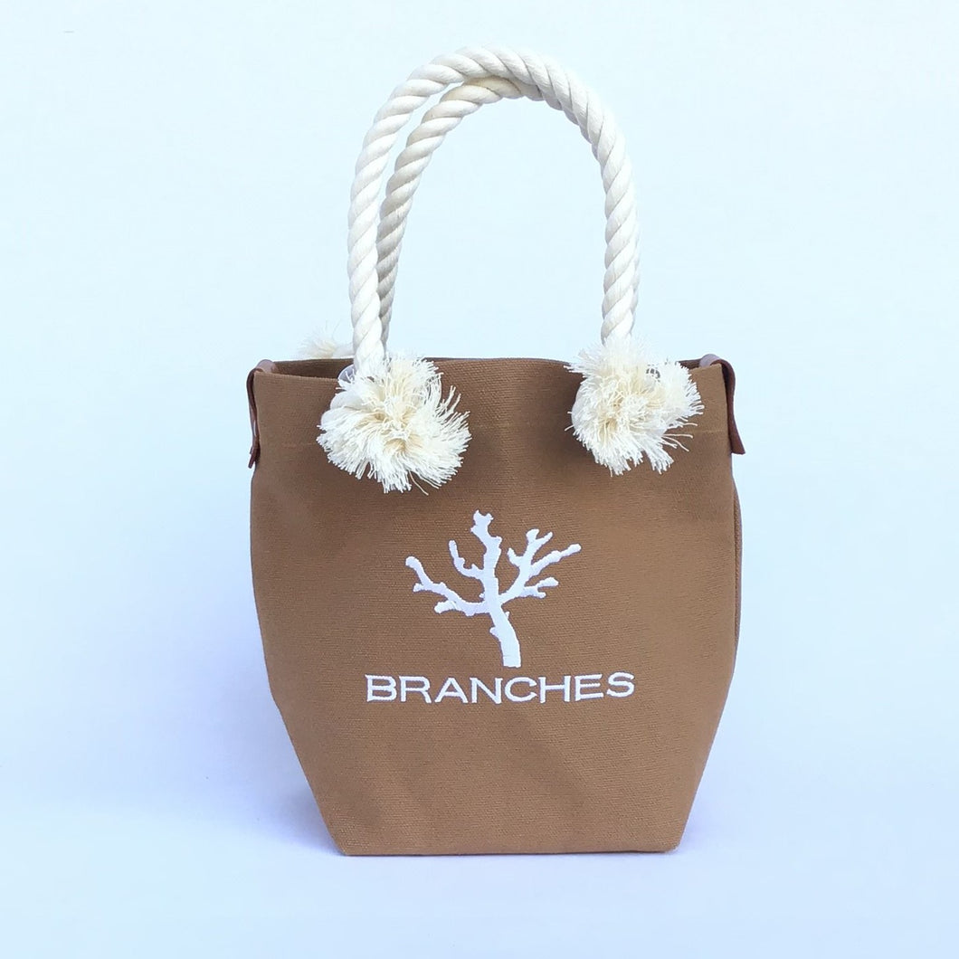 BRANCHES オリジナル　トートバッグ　＊珊瑚刺繍入り＊モカ～白刺繡