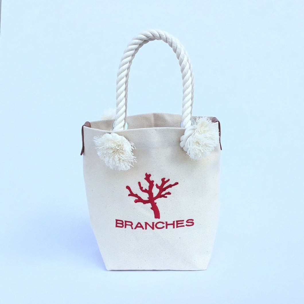 BRANCHES オリジナル　トートバッグ　＊珊瑚刺繍入り＊　（キナリ）～赤刺繍