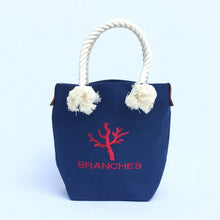 画像をギャラリービューアに読み込む, BRANCHES オリジナル　トートバッグ　＊珊瑚刺繍入り＊フラワーブルー～赤刺繡
