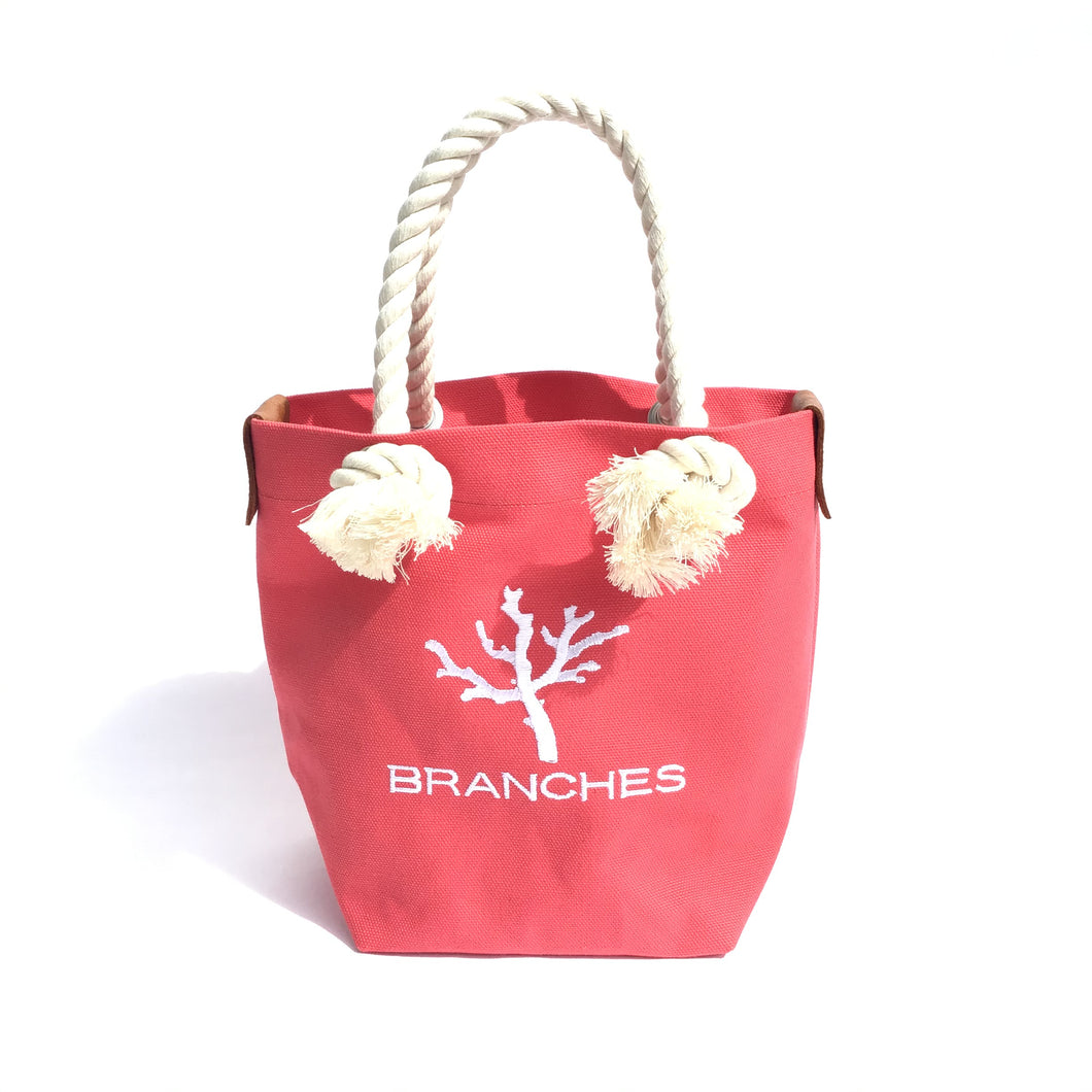 BRANCHES オリジナル　トートバッグ　＊珊瑚刺繍入り＊　ヴァーミリオン～白刺繍