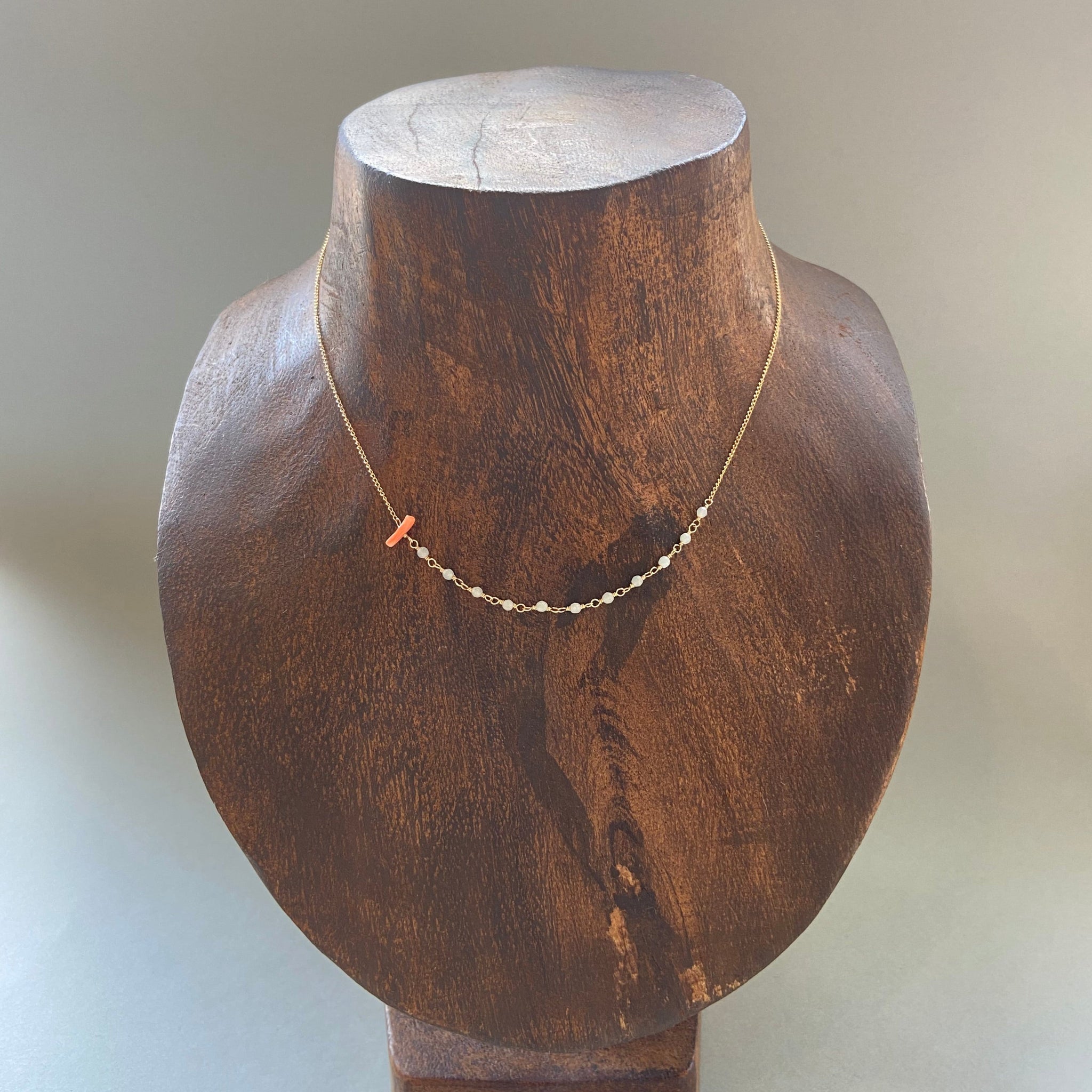 BRANCHES K14GF アマゾナイトと深海珊瑚のネックレス 石垣島アクセサリー