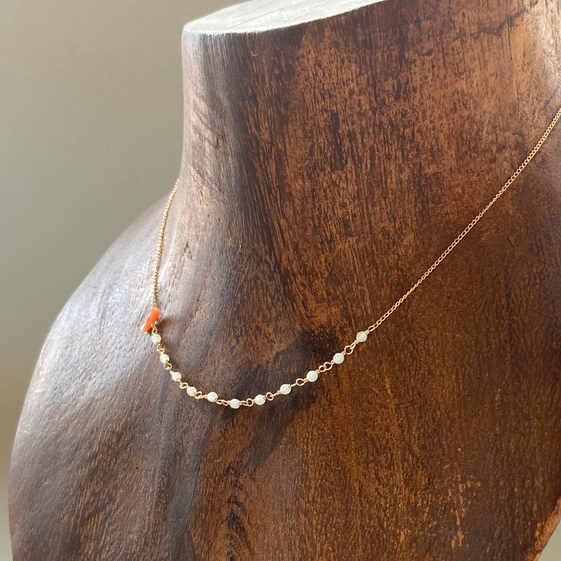 BRANCHES K14GF アマゾナイトと深海珊瑚のネックレス 石垣島アクセサリー