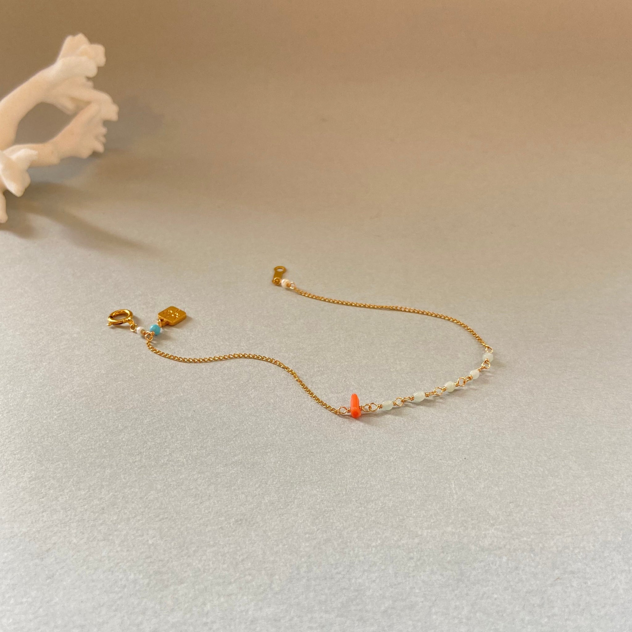 BRANCHES K14GF アマゾナイトと深海珊瑚のブレスレット 石垣島アクセサリー