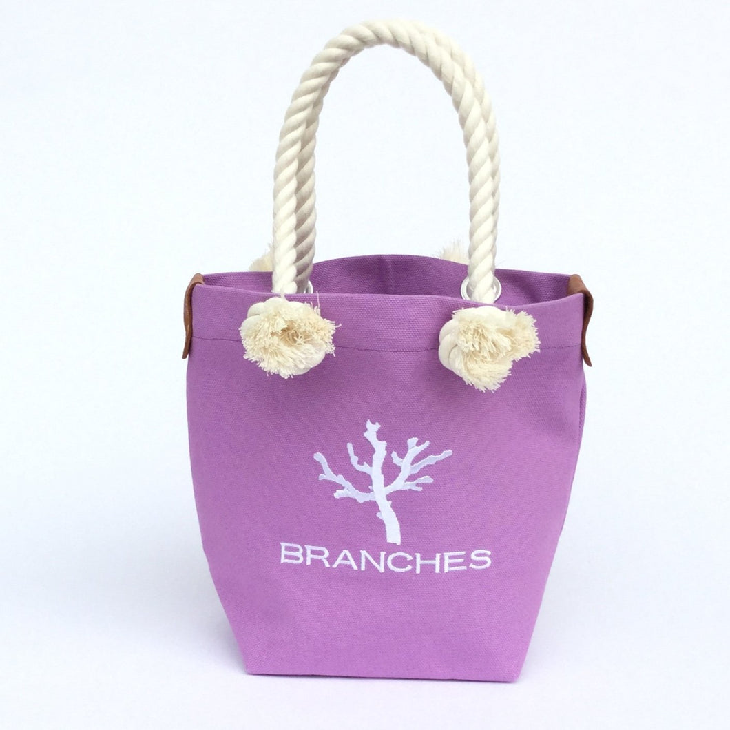 BRANCHES オリジナル　トートバッグ　＊珊瑚刺繍入り＊ラベンダー～白刺繡