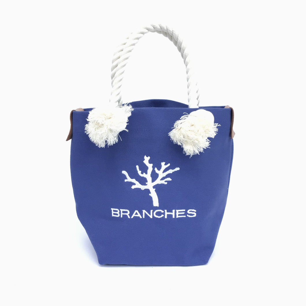 BRANCHES オリジナル　トートバッグ　＊珊瑚刺繍入り＊　（ロイヤルブルー）～白刺繍